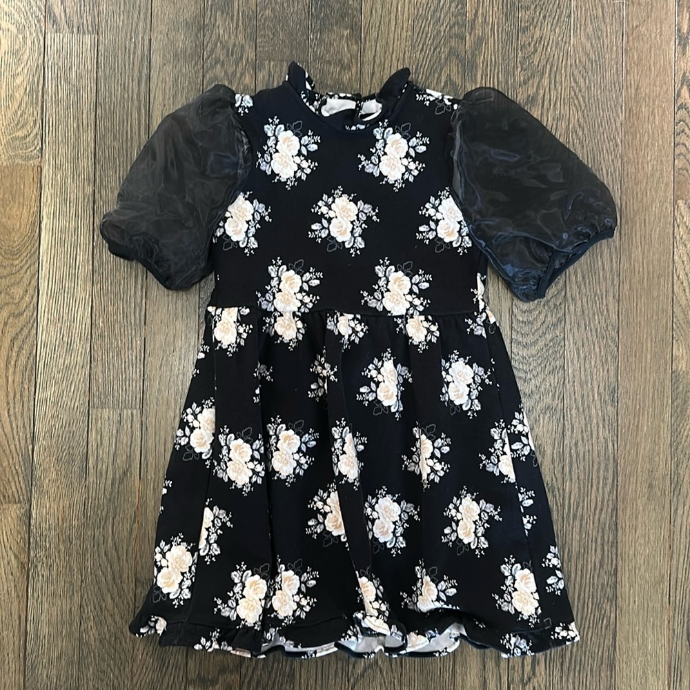 Janie and Jack Black Floral Dress size 6